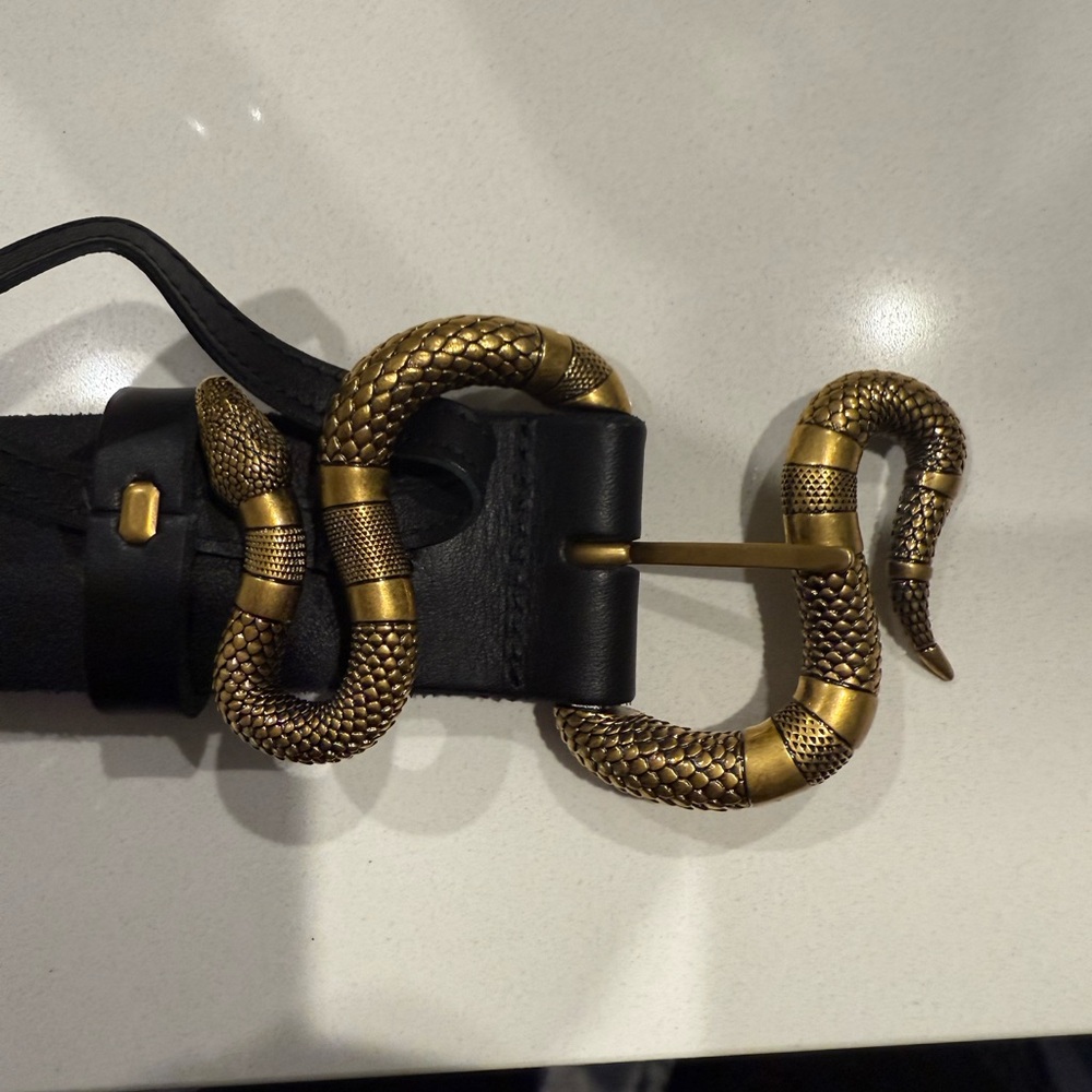 Black Belt with Gold Snake Buckle